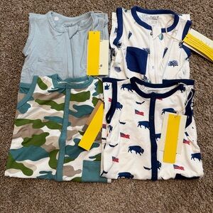 KYTE BABY Sleeveless Romper Bundle in Camo Frontier Beach & Grey Blue
